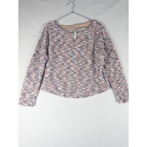 Anthropologie Plush Sweater Pullover Womens M Boho Cropped Round‎ Neck